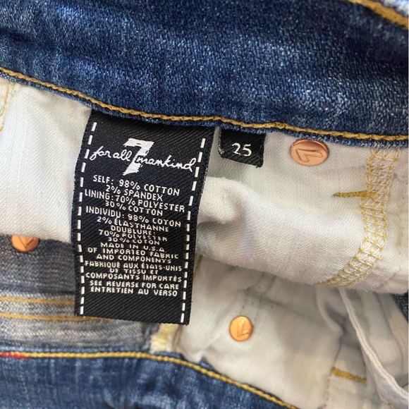 7 For All Mankind Mid Roll Shorts Blue Size 25 - Picture 4 of 7